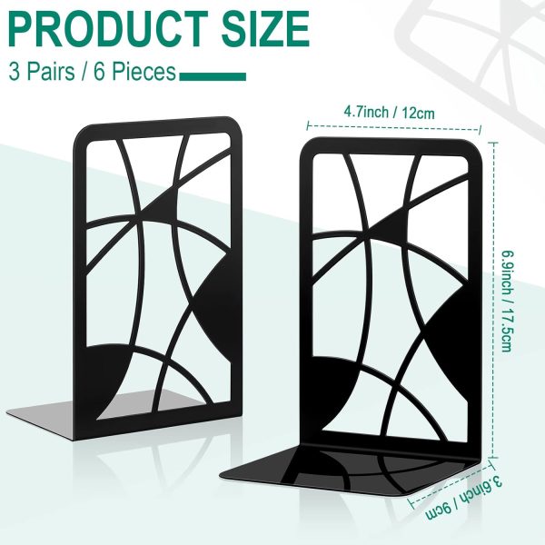 supplier direct sayglossy 3 pairs metal bookends for shelves decorative tree book holder leaf bookends geometrical art design book stopper for book divider holder home office (black,geometrical) wholesale prices