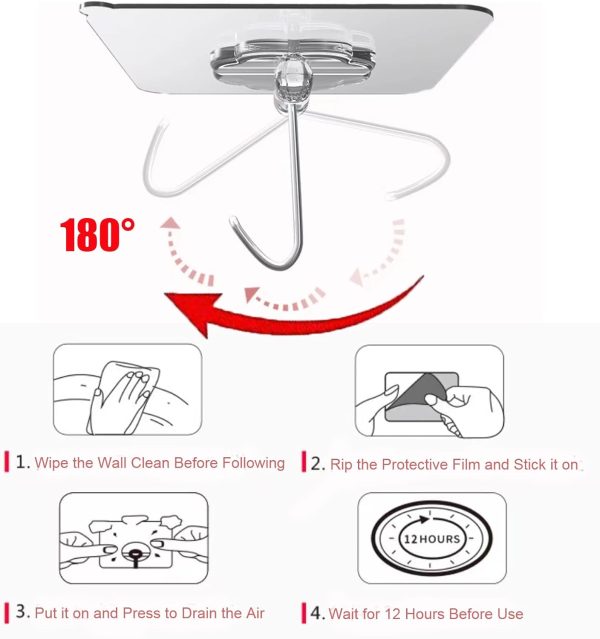 competitive pricing ddmy adhesive hooks wall hooks, 24 packs hooks for hanging transparent reusable seamless hooks 13.2lb(max), waterproof bathroom kitchen heavy duty self adhesive hooks one-stop wholesale