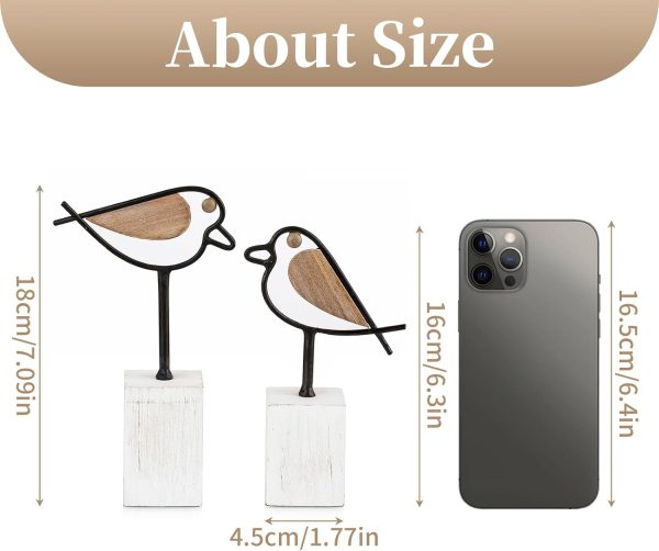 dropship from factory sziqiqi bird statues for home decor - small cute robin birds figurines accent for shelves mini knick knacks metal bird sculptures with wood base bird animal decor for living room gifts for bird lovers mass production supply