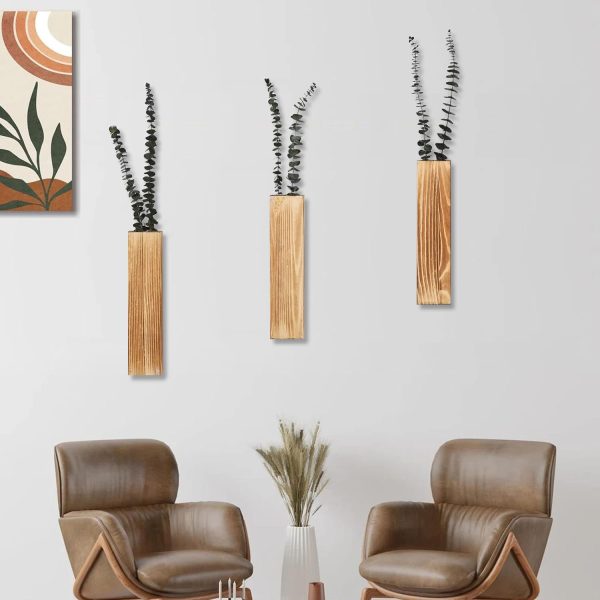 bulk purchase wood wall planters modern decor for livingroom bedroom bathroom contemporary wooden wall planter versatile wood home decor for dried flowers and faux greenery plants (3 pack，brown) trade price