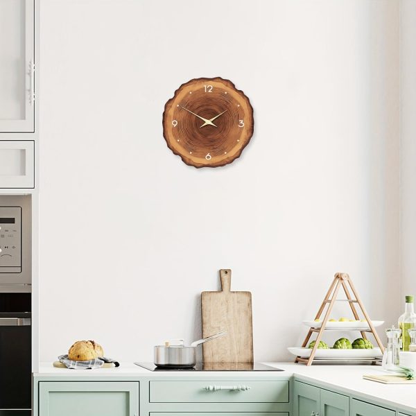 bulk purchase xnm wood wall clock for living room decor - rustic wall clocks battery operated 12 inch - brown annual ring wall clock non ticking (mdf no solid wood) trade price