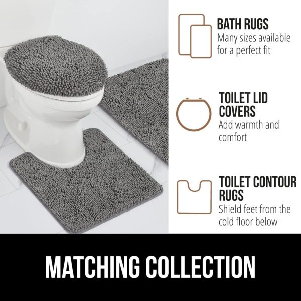 global sourcing gorilla grip bath rug mat 24x17, thick soft absorbent chenille, rubber backing quick dry microfiber mats, machine washable rugs for shower floor, bathroom runner bathmat accessories decor, grey oem/odm services