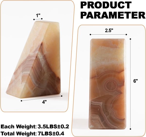 supplier direct marble bookend for heavy books, decorative bookends for shelves, durable and heavy-duty book end for hardback book & cds, unique book stopper & holder, mexico onyx, set of 2 wholesale prices