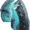 supplier direct amoystone agate geode bookends heavy duty stone book ends decorative bookend holder home office decor with rubber bumpers teal 1 pair, 2-3 lbs wholesale prices