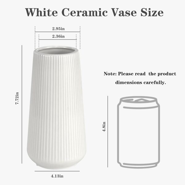 oem/odm services white ceramic vase, gukjob flower vase ceramic vase for flowers, decorative white vase for pampas grass, small vase for home living room dining table farmhouse office decor (white) affordable bulk deals