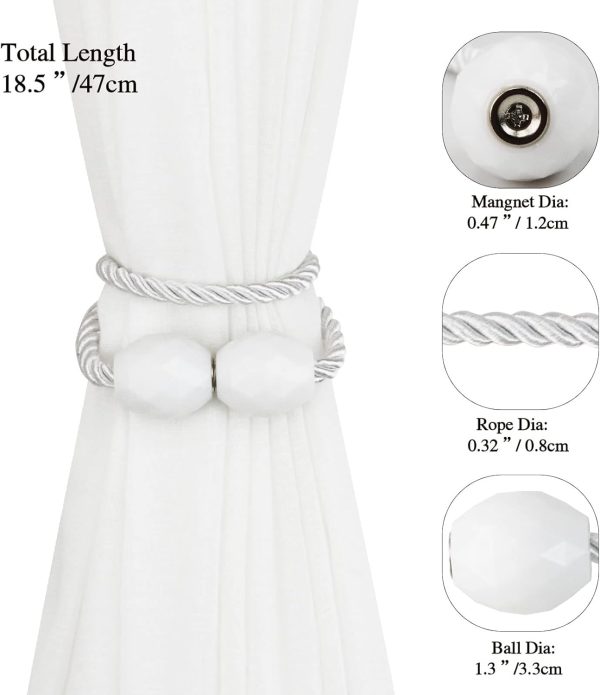 bulk purchase strong magnetic curtain tiebacks white 2 pack decorative tie backs outdoor curtain rope tiebacks elegant curtain holdbacks for drapes factory discount