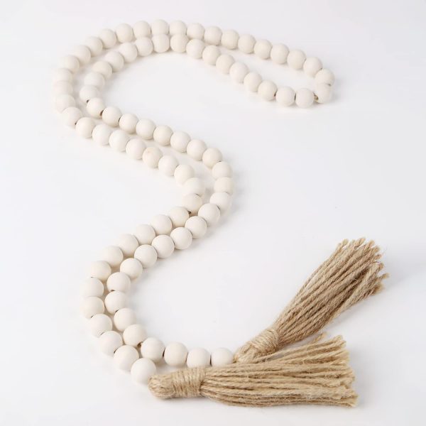 bulk purchase farmhouse beads 58in wood bead garland with tassels rustic country decor prayer boho beads big wall hanging decor trade price