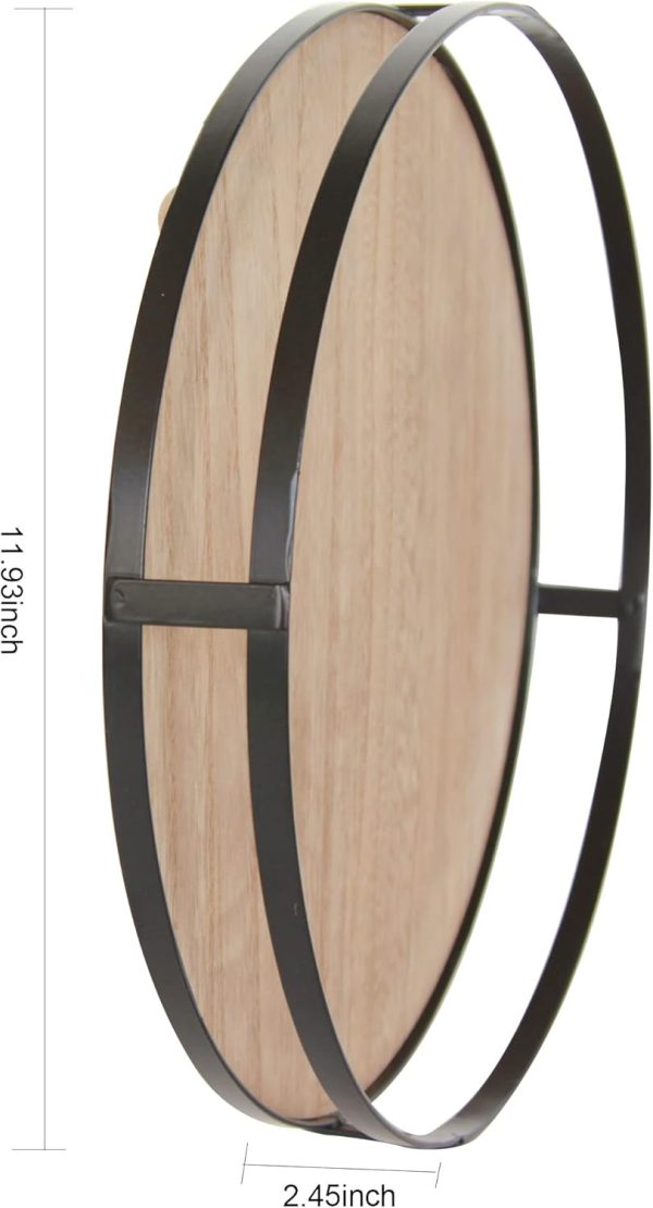 wholesale direct defined deco 12in decorative tray-round serving tray with metal handle-decorative trays for home decor,living room decor,coffee table decor,rustic wooden tray for kitchen table decor,dining table. bulk purchase at factory prices