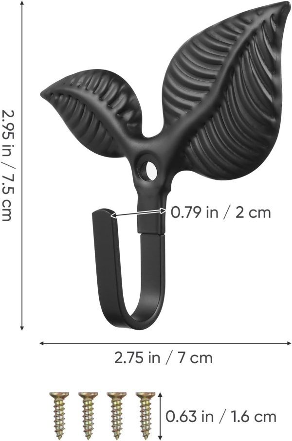 competitive pricing 4pcs iron leaf single wall hooks rustic wall hooks vintage coat hooks for scarf bag key cap clothes kitchen black one-stop wholesale