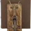 supplier direct deco 79 vintage wood bookends metal cycle pr h-26778, 7"w, 9"h, brass wholesale prices
