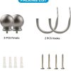 bulk purchase curtain holdbacks, curtain hooks for drapes with screws wall mounted, decorative drapery holdbacks for bedroom livingroom office, satin nickel ball finials curtain tiebacks (2pcs) factory discount