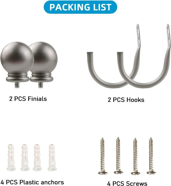 bulk purchase curtain holdbacks, curtain hooks for drapes with screws wall mounted, decorative drapery holdbacks for bedroom livingroom office, satin nickel ball finials curtain tiebacks (2pcs) factory discount