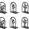 supplier direct 3 pairs book ends for shelves,metal bookends decorative flower design book,non skid book stopper for heavy books, bookshelf holder stand for home office school library wholesale prices