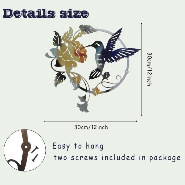 factory direct zoihet round metal bird wall art decor - hummingbird wall art silhouette for your patio, garden, and fence art decor, bird wall silhouette indoor and outdoor hanging (yellow) volume discount