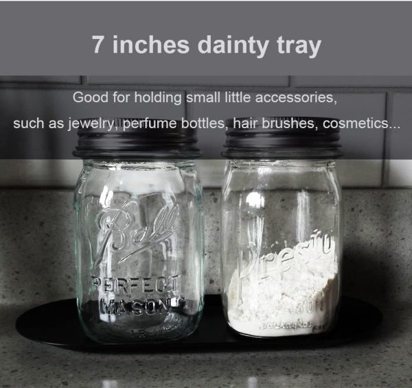wholesale direct stainless steel decorative tray, set of 2, 7 inch long, jewelry dish cosmetics organizer bathroom clutter serving platter small storage tray, oval, matte black bulk purchase at factory prices