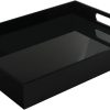 wholesale direct tasybox black serving tray, acrylic decorative serving trays with handles for kitchen dining room table ottoman vanity countertop 16" x 12" bulk purchase at factory prices
