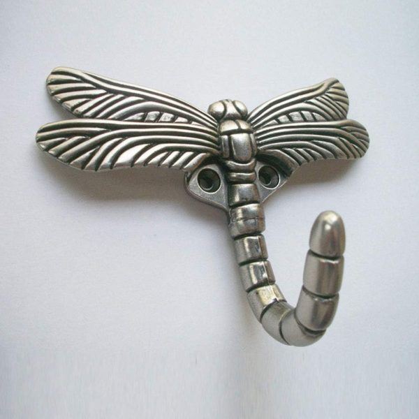 competitive pricing 2pcs dragonfly coat hooks decorative creativity wall mounted hanger hook for home handbag key towel bathrobe (ancient silver) one-stop wholesale