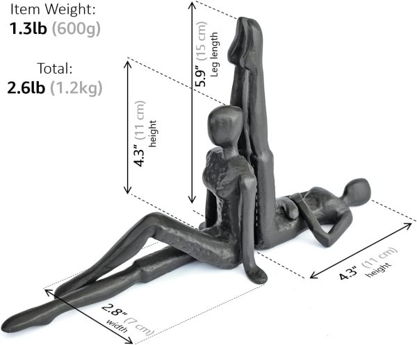 supplier direct ambipolar yoga-style black decorative bookends, cast iron book stand to hold books heavy duty, book stoppers for home decor, office desk, living room decor wholesale prices