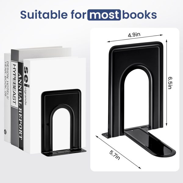 supplier direct happyhapi book ends, bookends, metal bookend for shelves, non-skid book end to hold books, black book stopper/holder for office home kitchen, 5.7x 4.9 x 6.5 in, 3 pair(6 pcs, large) wholesale prices