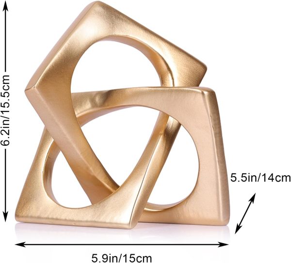 dropship from factory modern geometric sculpture gold knot statue decor, home gold bookcase centerpiece jax decorative, geometric tabletop sculpture and figurines, for golden home decor accent, cube decorative ornaments mass production supply