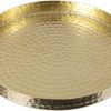 wholesale direct mygift 11 inch deluxe hammered brass round decorative tray - aluminum plated serving display platter, centerpieces and vanity tray - handcrafted in india bulk purchase at factory prices