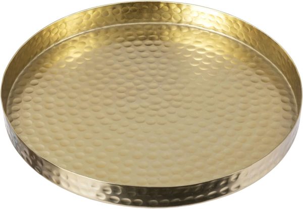 wholesale direct mygift 11 inch deluxe hammered brass round decorative tray - aluminum plated serving display platter, centerpieces and vanity tray - handcrafted in india bulk purchase at factory prices