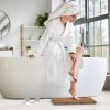manufacturer direct bamboo wooden bath floor mat for luxury shower - non-slip bathroom waterproof carpet for indoor or outdoor use (walnut) trade price