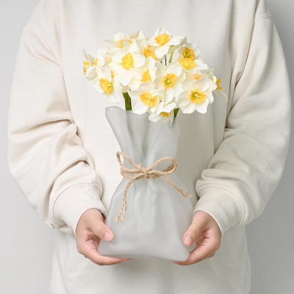 oem/odm services kaitnax glass vase irregular shaped flower vase art decorative flower vase for wedding, dinning, bookshelf, home decoration or gift white affordable bulk deals