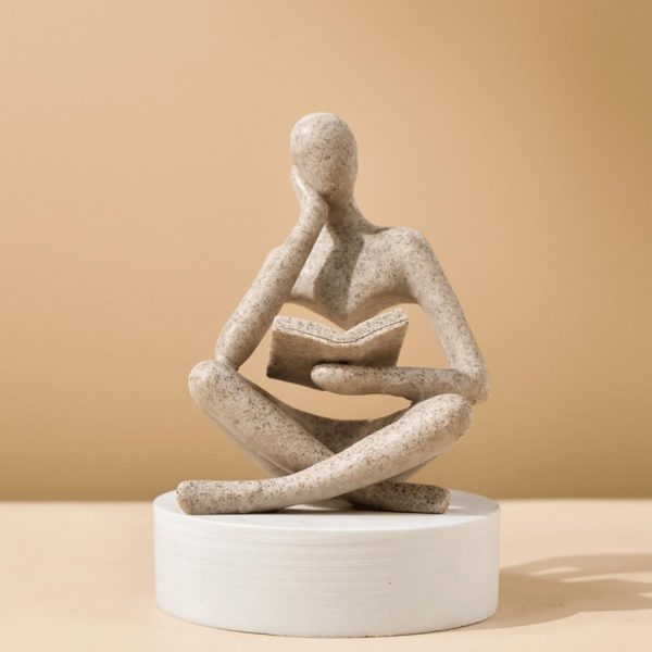 supplier direct style-a beige, creative abstract thinker bookend for home aesthetic, study, and wine cabinet – stylish shelf decor accent and thoughtful gift for living room, bar, or coffee shop wholesale prices