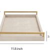 wholesale direct wv 17.8 * 11.8 “ ivory shagreen large serving tray, faux leather home decorative tray, coffee table ottoman tray with brushed gold stainless steel handle （ivory bulk purchase at factory prices