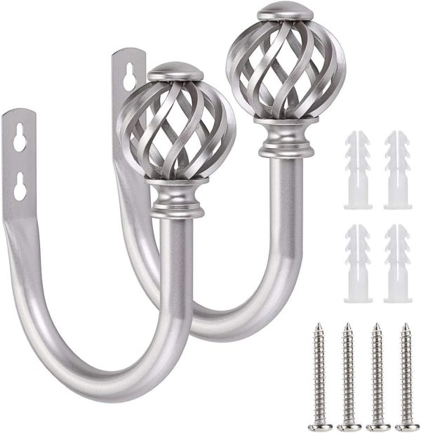bulk purchase sumnacon set of 2 metal curtain holdbacks - wall mounted drapery tiebacks with screws, decorative window treatment holdbacks for bedroom livingroom office, silver factory discount