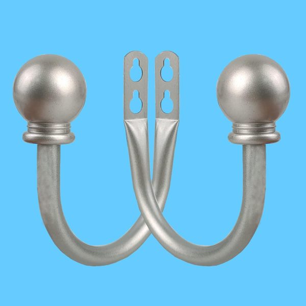 bulk purchase curtain holdbacks, curtain hooks for drapes with screws wall mounted, decorative drapery holdbacks for bedroom livingroom office, satin nickel ball finials curtain tiebacks (2pcs) factory discount