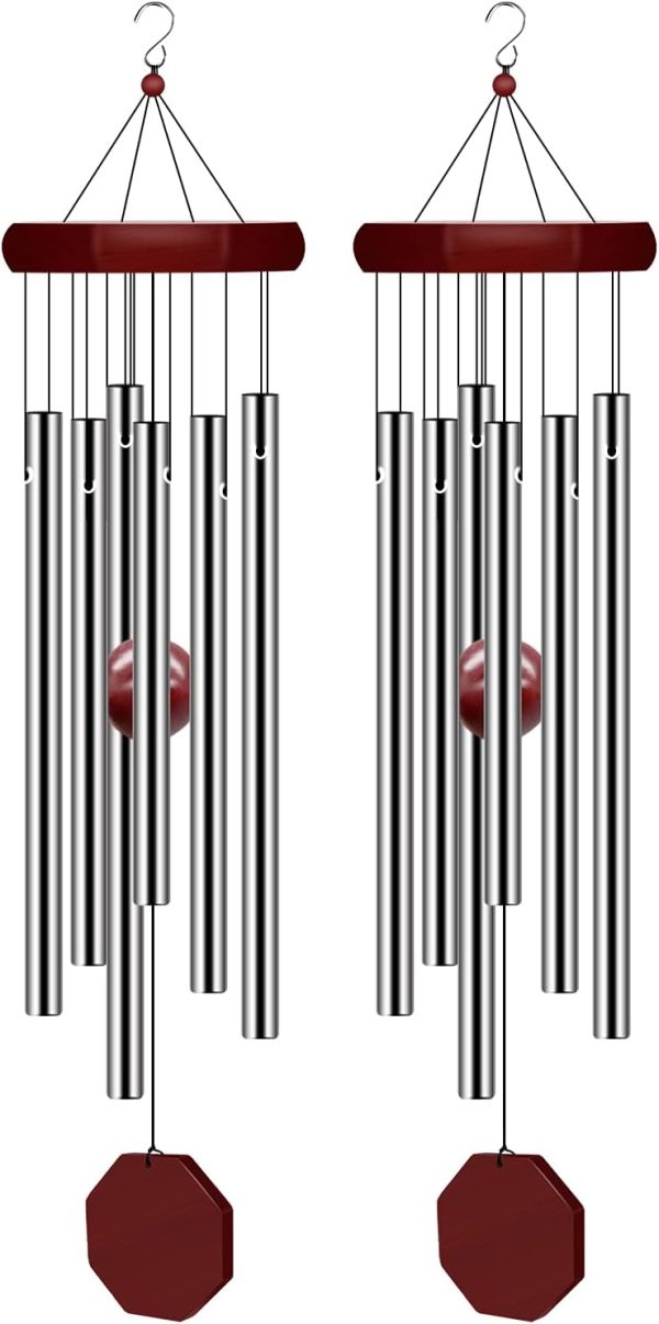 producer to buyer 2 pack pgzsy memorial wind chimes outdoor large deep tone, elegant sympathy wind-chime personalized with 6 tuned tubes for garden patio balcony and home discounted pricing