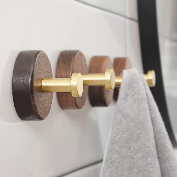 competitive pricing adhesive wooden wall hooks for hanging,3-pack modern coat hooks,farmhouse natural dark walnut wood hooks for hanging hats towels robe clothes keys bags... one-stop wholesale