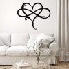 factory direct aoolvy infinity heart wall decor, unique infinity heart metal art wall decor love sign steel wall plaques bedroom ornaments for home wedding decor, room living room decoration (black, 23.6x20.6inch) volume discount