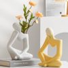 oem/odm services ceramic thinker vase yellow flower vase for home decor modern cute boho vases for table room decor unique aesthetic vase ceramic decorative face vases for centerpieces birthday gifts for women affordable bulk deals