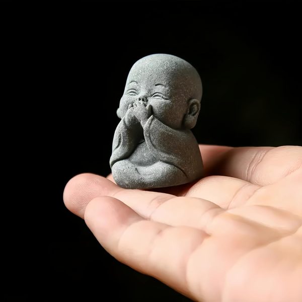 dropship from factory cartoon buddha figurine ornament with bluestone sand bonsai, imitation stone carving, 4 sets mass production supply