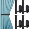 bulk purchase 4 pack curtain holdbacks, metal curtain tiebacks, self adhesive no drill curtain holders, l shaped curtain hooks, no drill curtain tie backs for home office decorative curtain decor (black) factory discount