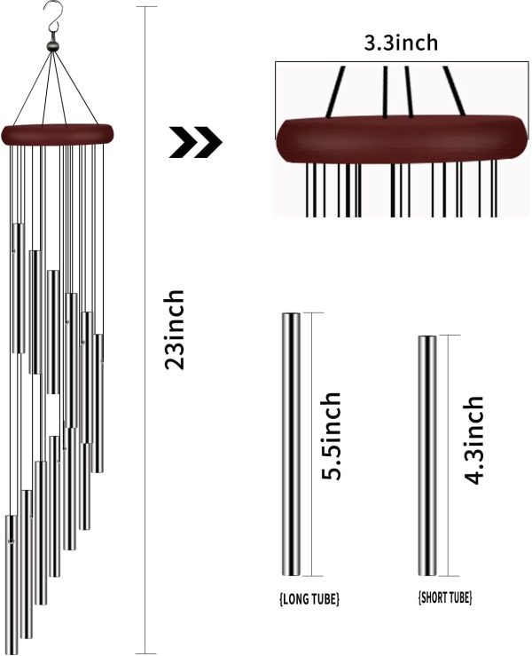 producer to buyer 2 pack outside sympathy wind chimes clearance with 12 aluminum alloy tubes and hook, memorial gift decoration for home, patio, garden, outdoor discounted pricing