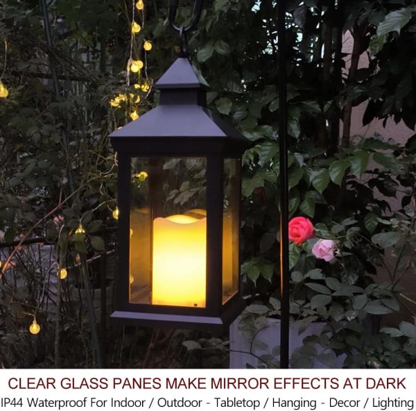 custom wholesale bright zeal 2-pack 14" candle lanterns outdoor waterproof decorative lights with timer remote - decorative indoor led lanterns battery operated black lanterns -cool white vintage lantern outdoor decor oem/odm services