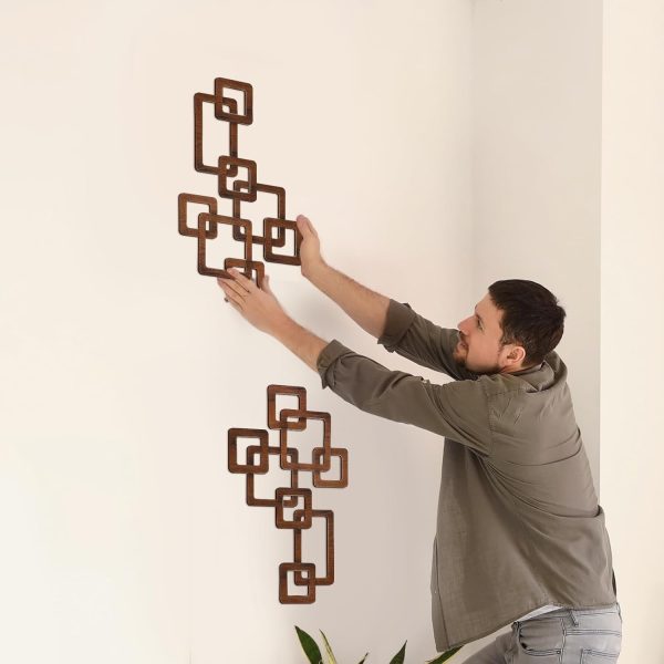 bulk purchase croblissful 2 pcs wooden mid century modern wall decor 3d mid century modern elegance wall accents vintage abstract geometric panels wall art for home room(classic style,brown) trade price