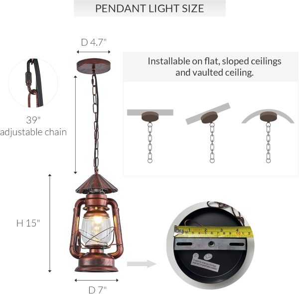 custom wholesale noxarte vintage pendant light lantern ceiling light fixture with glass shade adjustable chain for kitchen island farmhouse loft porch width 7 inch x height 15 inch oem/odm services