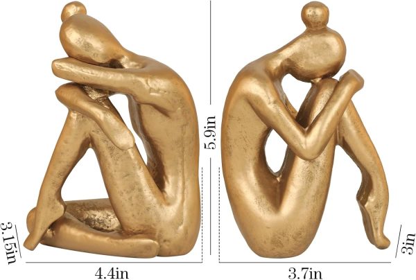 supplier direct unique cast iron girl thinker bookends, heavy-duty decorative book stoppers for shelves, creative home and office desk ornaments, 1 pair/2 pieces, 5.9" wholesale prices