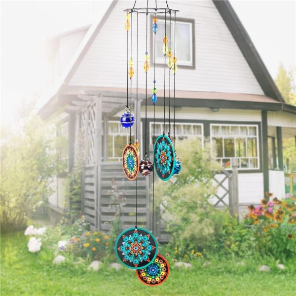 producer to buyer flower wind chimes outdoors with colorful glass beads deep tone memorial sympathy window garden hanging windchimes for outside discounted pricing