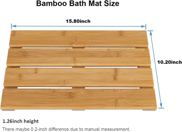 manufacturer direct bamboo wooden mini bath shower mats for small bathroom, small bamboo wood bathroom floor mat, sturdy and easy to clean(15.8 x 10.2 inch) trade price