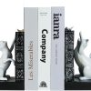 supplier direct liffy decorative bookends, heavy duty resin cat bookends, non-skid bookshelf stopper, cute cat figures for shelves, study, office desk (white, 1 piece) wholesale prices