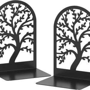supplier direct vfine bookends 1 pair, black metal book ends, bookends for shelves, unique decorative tree book ends for shelves, book ends to hold books, book stopper, bookend for home office (style b) wholesale prices