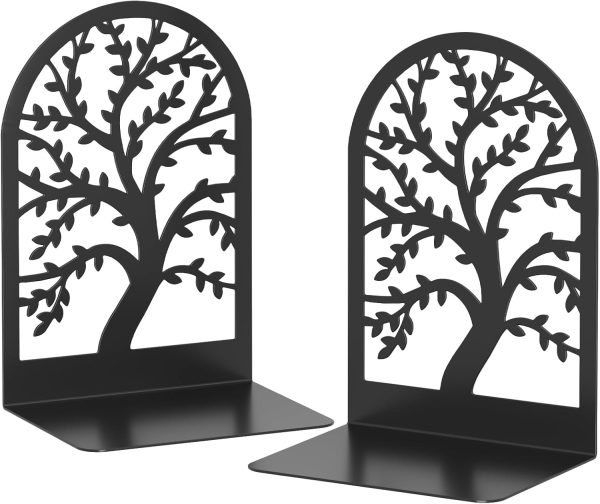 supplier direct vfine bookends 1 pair, black metal book ends, bookends for shelves, unique decorative tree book ends for shelves, book ends to hold books, book stopper, bookend for home office (style b) wholesale prices