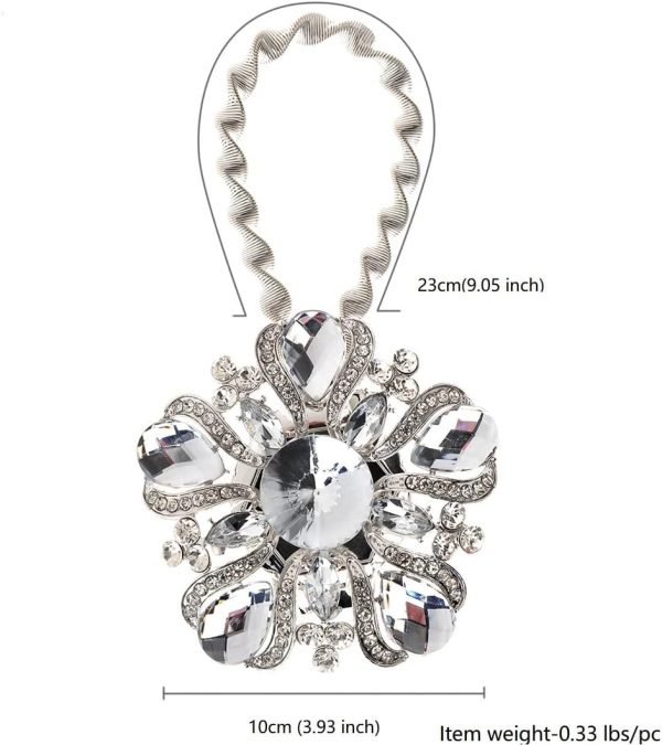 bulk purchase suq i ome luxury big crystal magnetic curtain tieback and holdback flower curtain clips buckle curtain holder for home office decoration (silver a,2pcs) factory discount