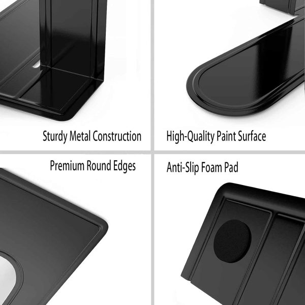 supplier direct optomni bookends, book end supports heavy duty metal bookend support, book ends supports for shelves decor home office school (2 pairs/4 pieces, black) wholesale prices